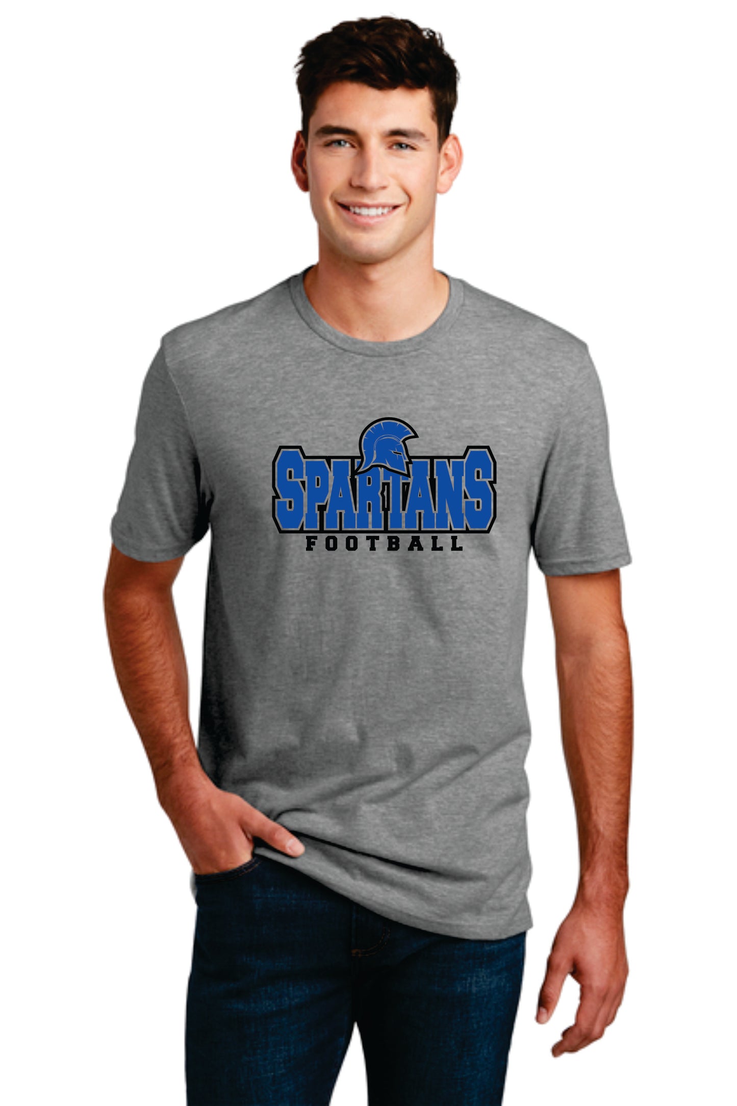 Spartans Football Short Sleeve Grey T-shirt, soft cotton/poly blend (DM108/DT108Y)