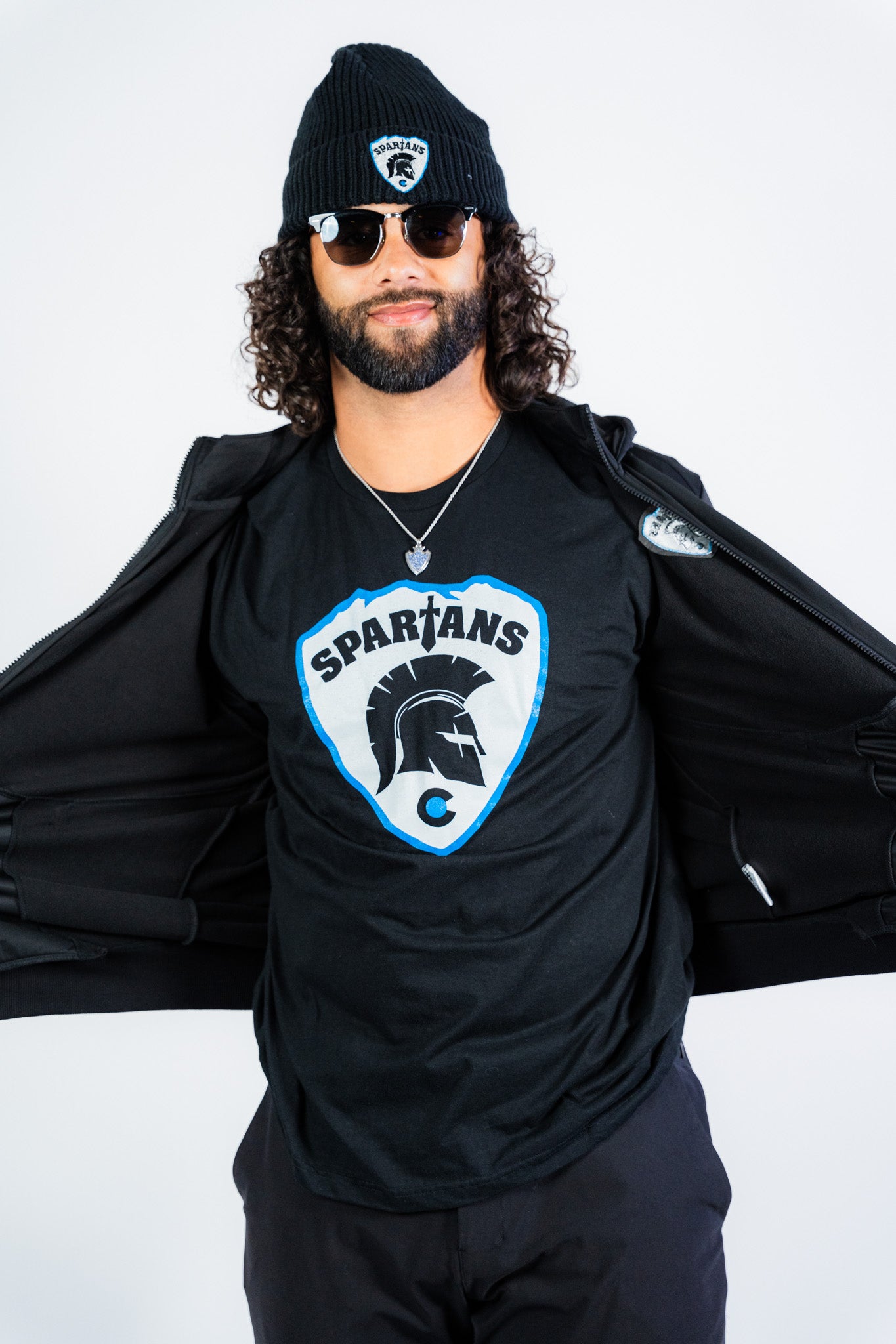 Spartans Shield Short Sleeve black T-shirt, soft cotton/poly blend (67000/B)