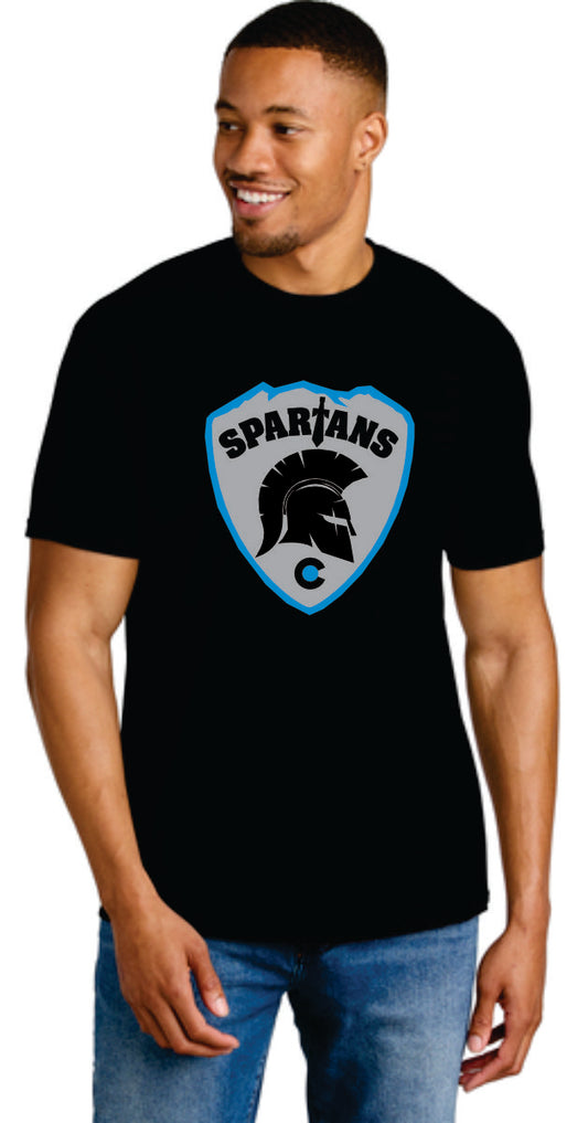 Spartans Shield Short Sleeve black T-shirt, soft cotton/poly blend (67000/B)