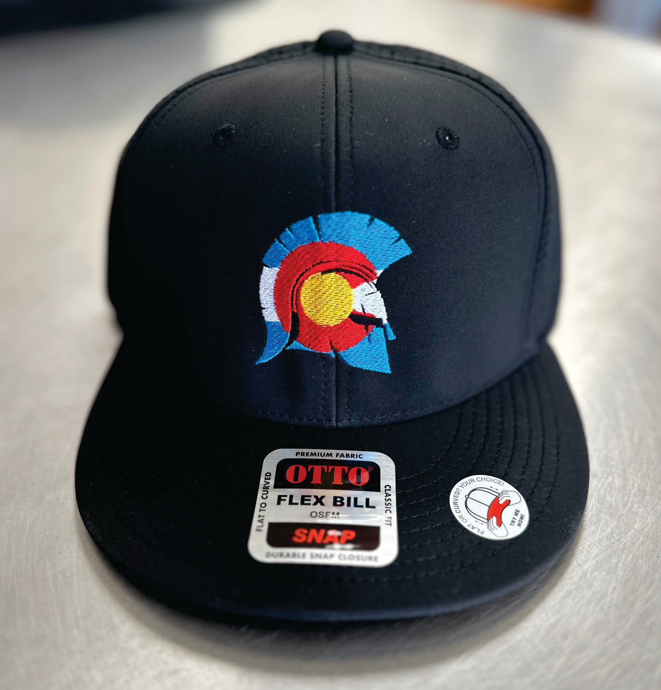 Colorado Flag Spartans Head OTTO® Flatbill Perforated Mesh Snapback Hat (950-4)
