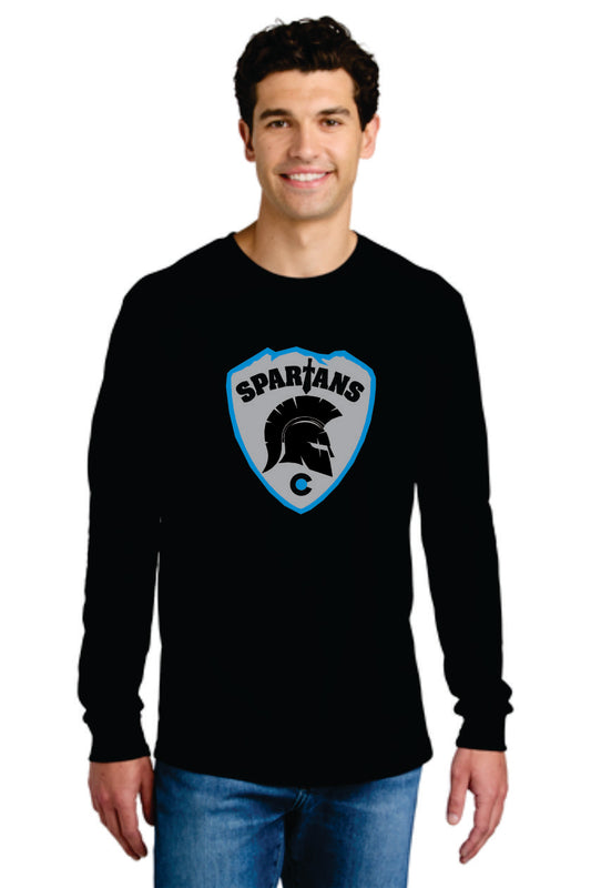 Spartans Shield Long Sleeve black T-shirt, soft cotton/poly blend (67400)